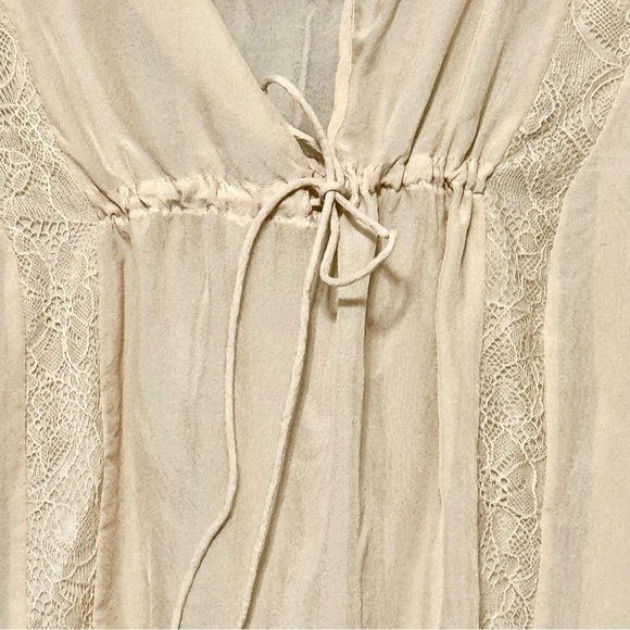 HAUTE HIPPIE 100% Silk Long Sleeve Boho Peasant Blouse With Lace Details - Picture 3 of 10